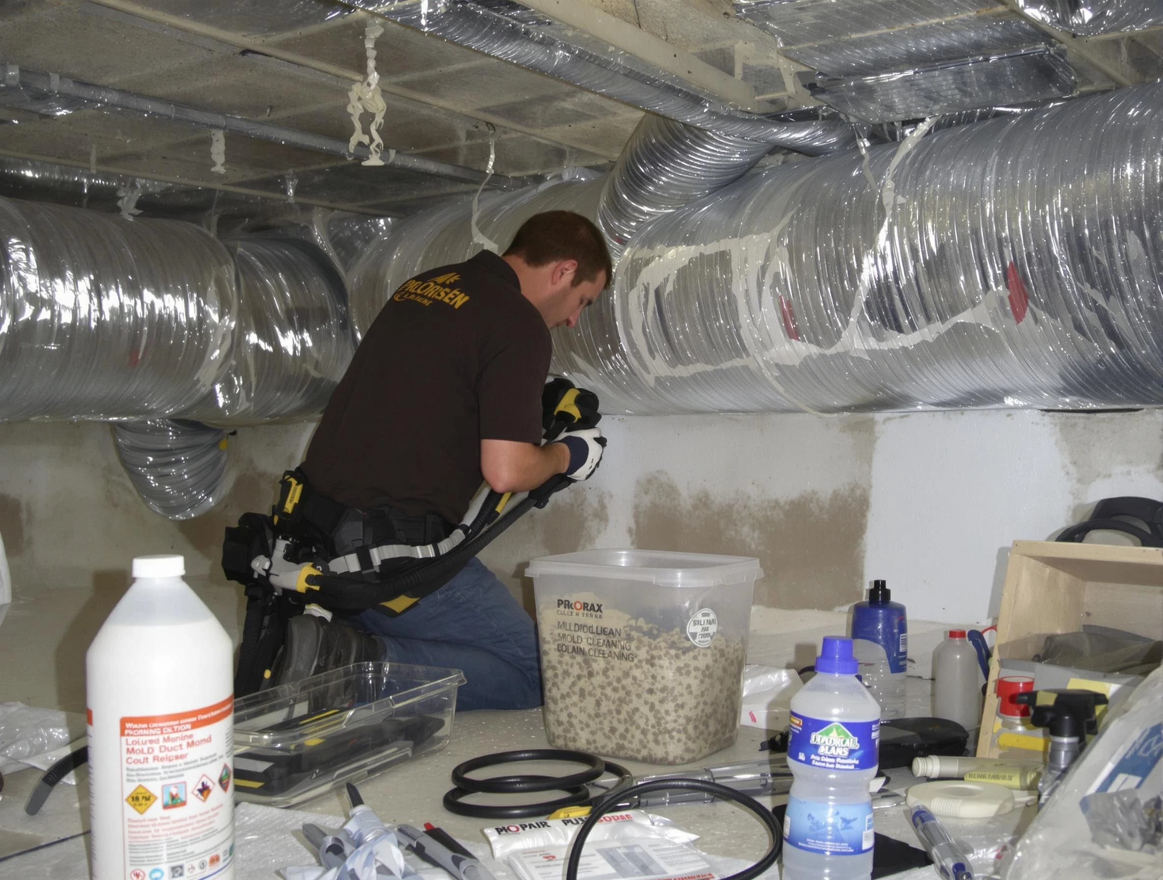 Newport Beach Air Duct Cleaning specialist performing professional mold removal from air ducts in Newport Beach