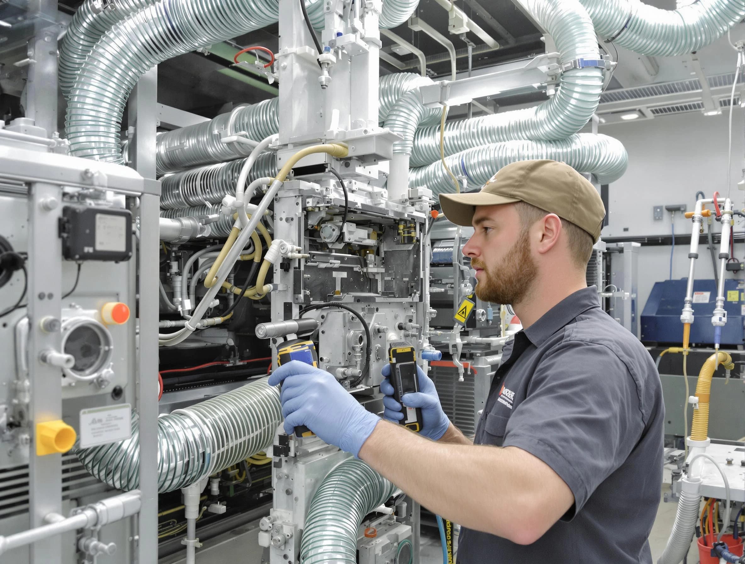 Newport Beach Air Duct Cleaning technician performing precision commercial coil cleaning at a business facility in Newport Beach